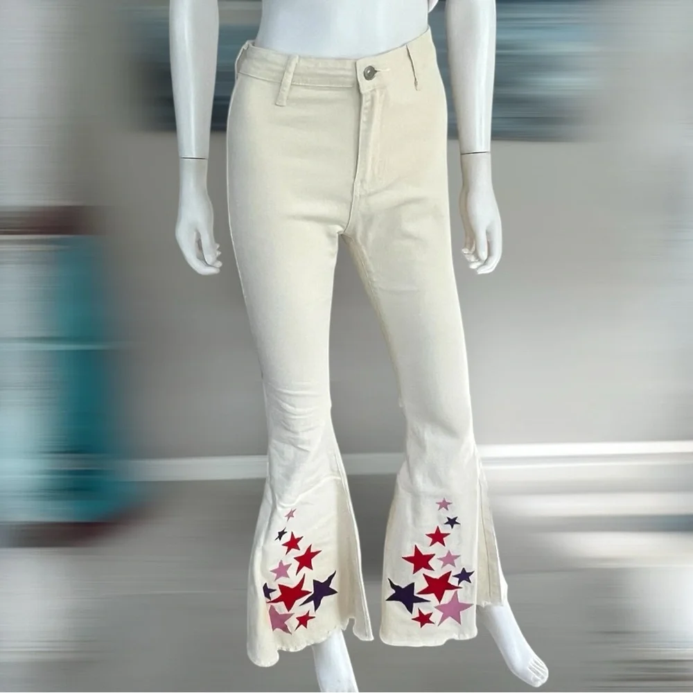 PEACH LOVE CALIFORNIA fitted bell bottom pants S M L - Picture 7 of 11